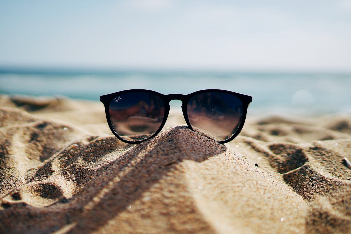 glasses on beach